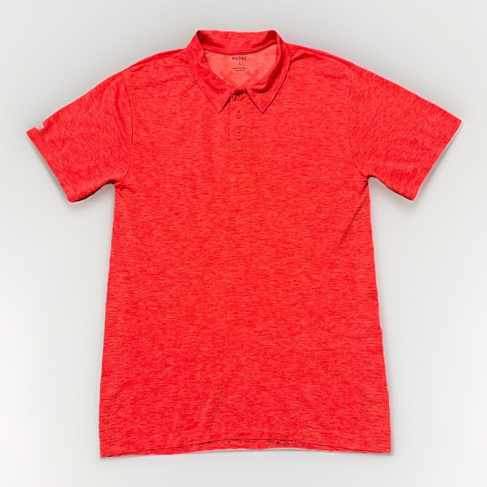 Rhone‎ Short Sleeve Golf Polo Shirt Orange Mens Large Casual Preppy
